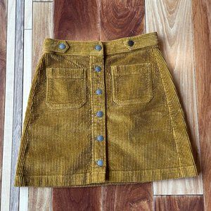 NWOT Madewell Mini Courduroy A-line Skirt w/ Pockets Size 00